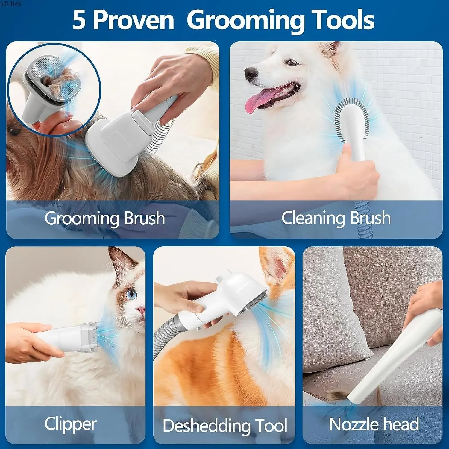 Pet Grooming Vacuum Kit – 2.3L Hair Collector